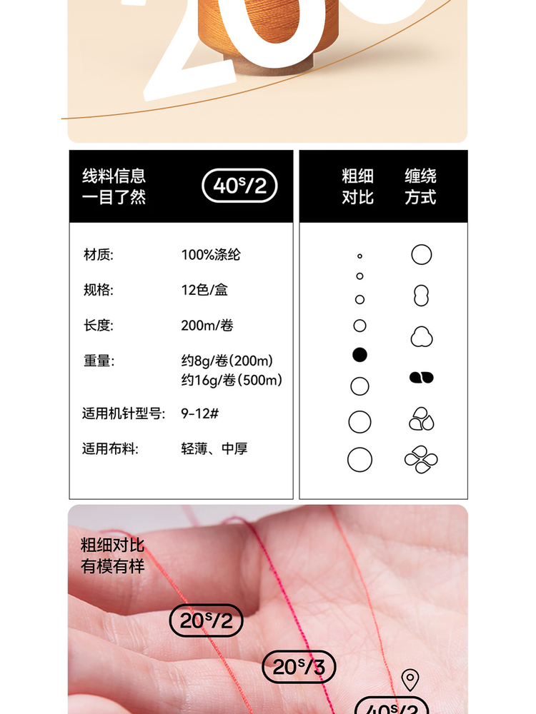 针线盒包402缝纫线家用缝纫机线多色缝衣服的白线团手缝套装