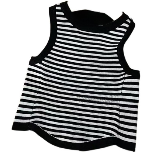 Boys and Girls  Summer New Small and Medium Children Stylish Striped Sleeveless Tank Top Thin Children Round Neck T-Shirt