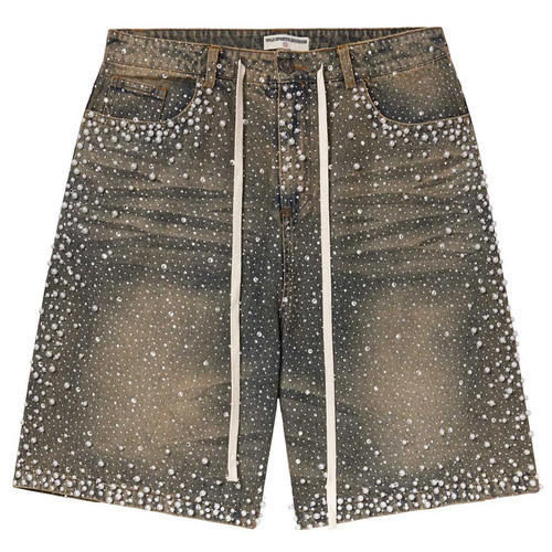 Valley Denim Shorts Pearl Rhinestone Washed Blue