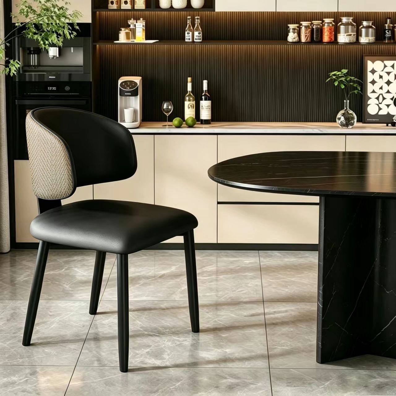Silla de comedor simple moderna silla de diseño doméstico minimalista restaurante hotel gato raspar piel de lujo silla de mesa de comedor