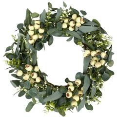 グリーン大ベリー花輪人工ユーカリ葉クリスマス花輪春夏藤条前門壁窓飾り