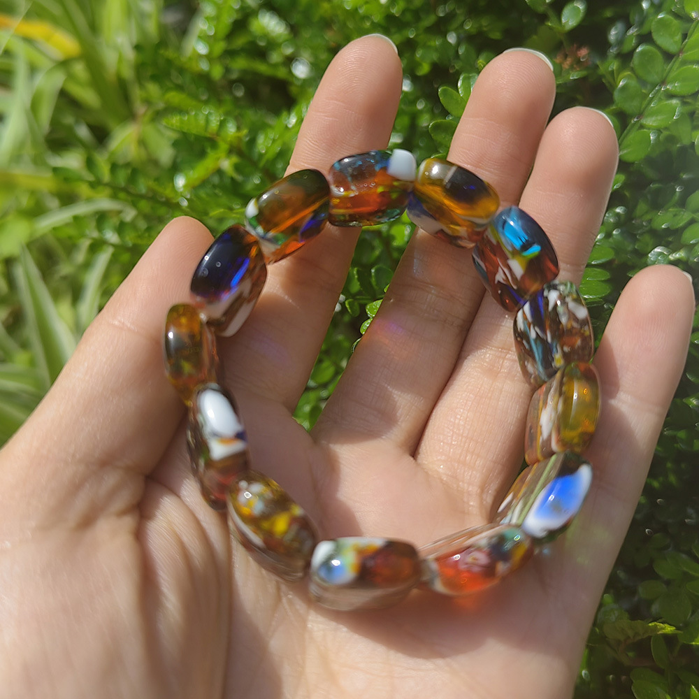 40g Weight Stretch Adjustable Clasp Closure Type Bracelets Classification glass Chain Material Handmade Chain Chain Type 1 Piece Quantity Daily Occasion glass Material Geometric Pattern All Seasons Season Women's Gender Simple Style Style Simple Style Geometric Glass Handmade Chain Stretch Adjustable Beaded Bracelets Wholesale 7
