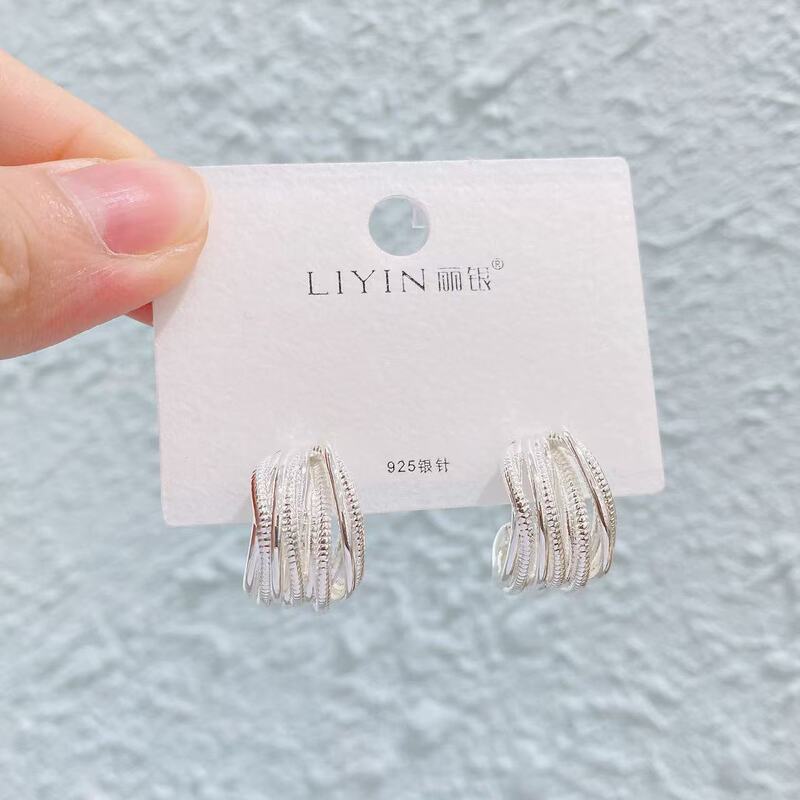 Liyin/Libeliying S925 シルバー針 C タイプイヤリングハイエンドファッション個性ニッチイヤリング女性のためのヨーロッパとアメリカの INS|undefined