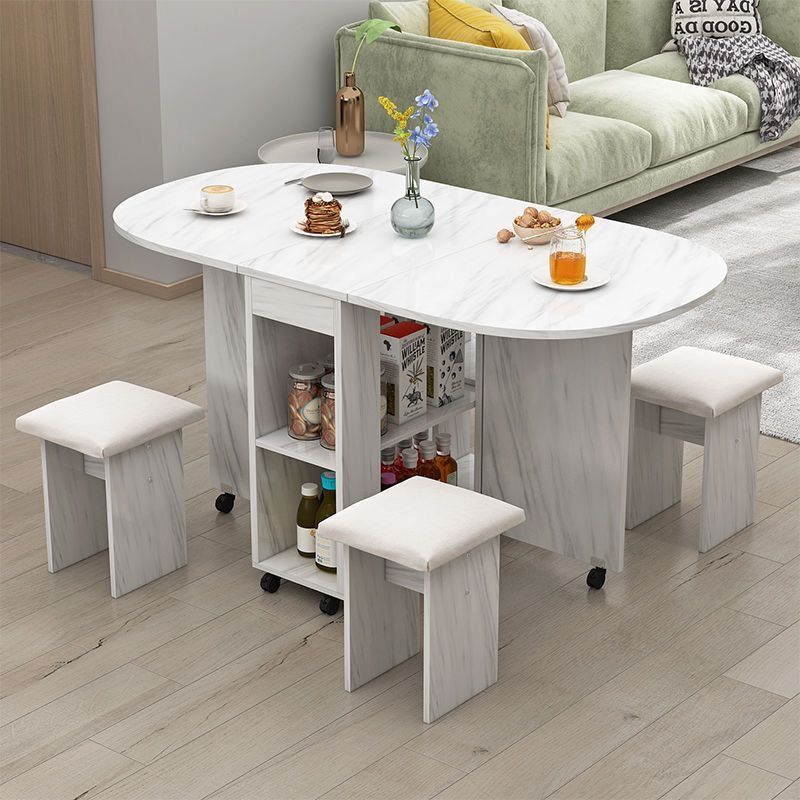 Mesa de comedor plegable doméstica móvil retráctil rectangular simple mesas y sillas multifuncionales de tipo pequeño mesas de comedor combinadas