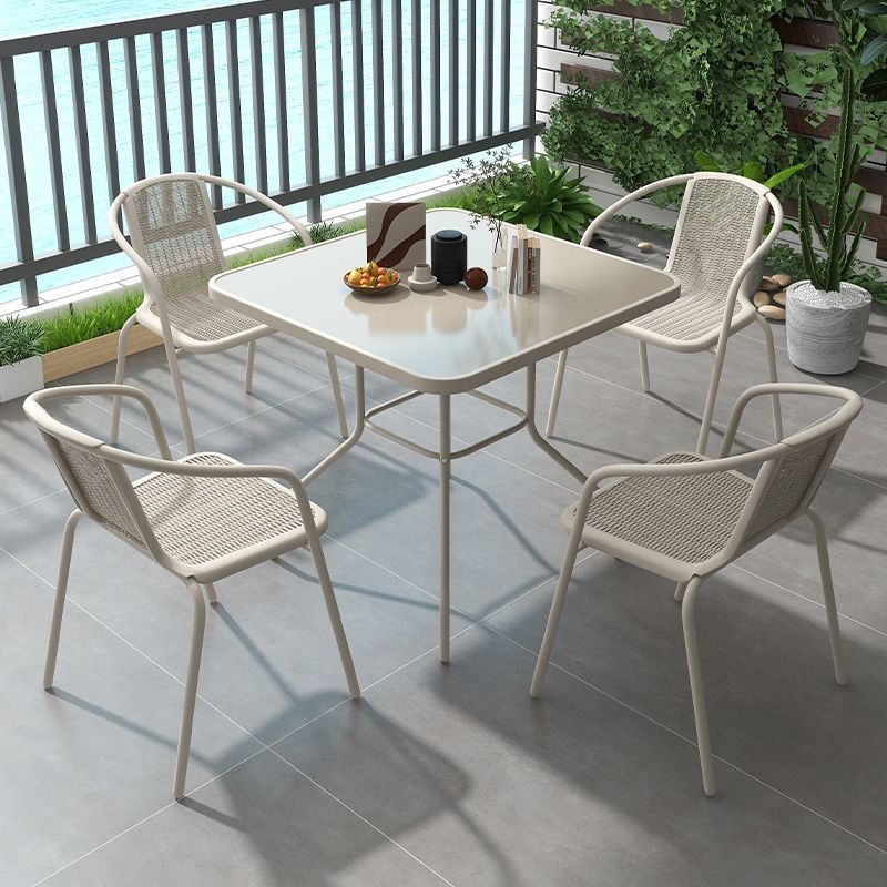 Salón de té de leche, silla de ocio, mesa y silla combinada de hierro forjado al aire libre, patio al aire libre, mesa de comedor de balcón