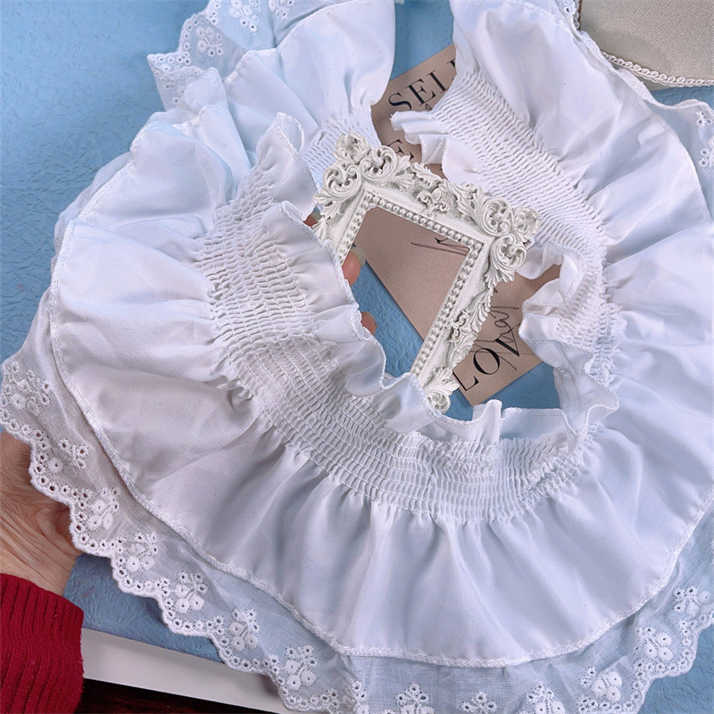 白色雪纺刺绣弹力蕾丝花边洛丽塔娃衣领口袖口DIY装饰14CM宽厂家