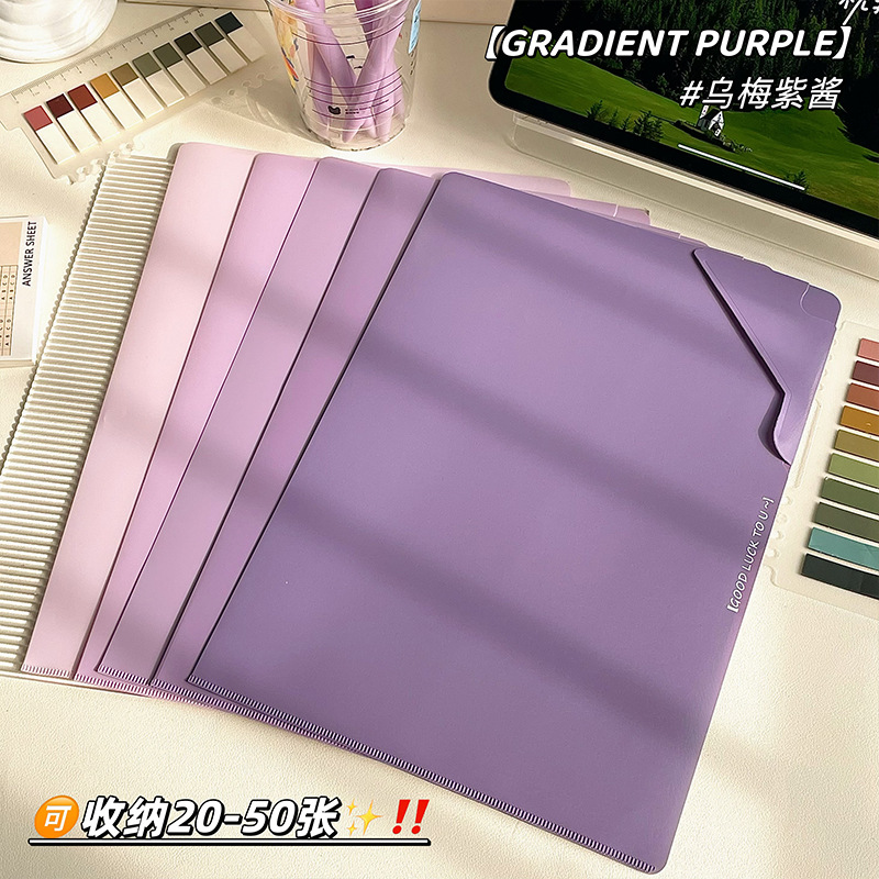 Nuevas carpetas en forma de L de gradiente carpeta de almacenamiento de materiales de oficina carpeta de almacenamiento de papel de examen de estudiantes grueso de gran capacidad