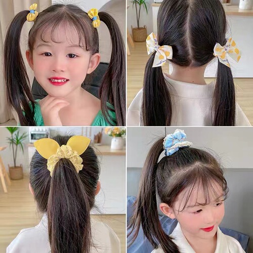 Bow knot headband children's rubber band large intestine hair rope sweet little girl hair tie children's hair band headband wholesale