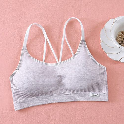 Omefen girls adolescent underwear new solid color student development stage three-stage beautiful back sports camisole