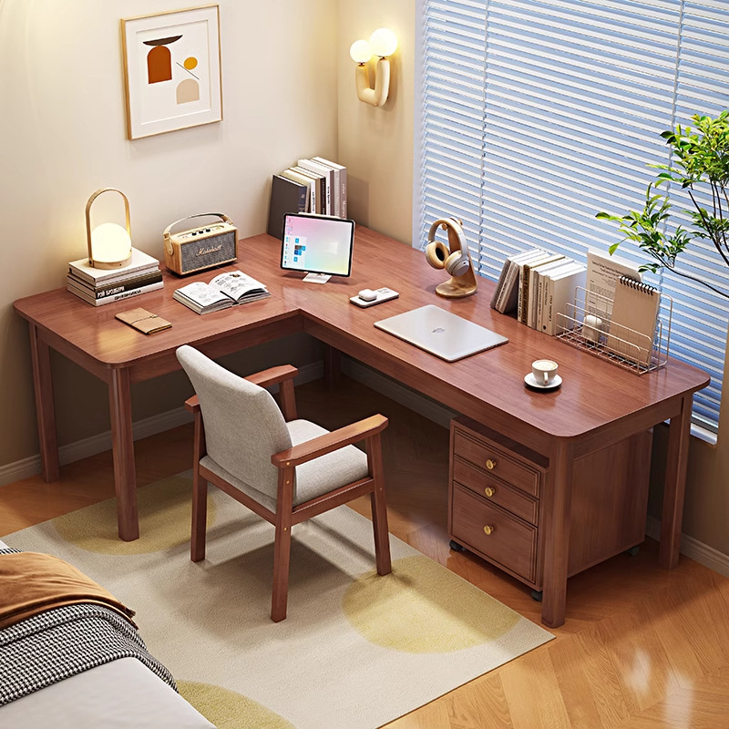 Solid Wood Corner Desk Bedroom 7-Shaped Computer Desk Corner Desk Home Study Corner Student Writing Desk