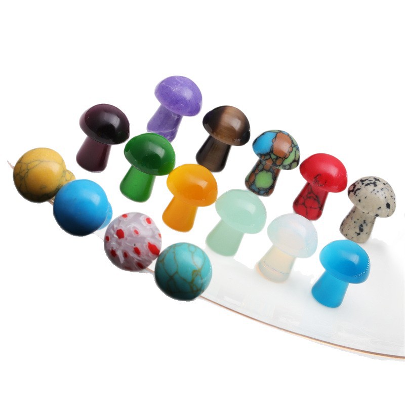 Cristal de ágata piedra semipreciosa Mini seta decoración maceta pecera DIY joyería decorativa seta transfronteriza