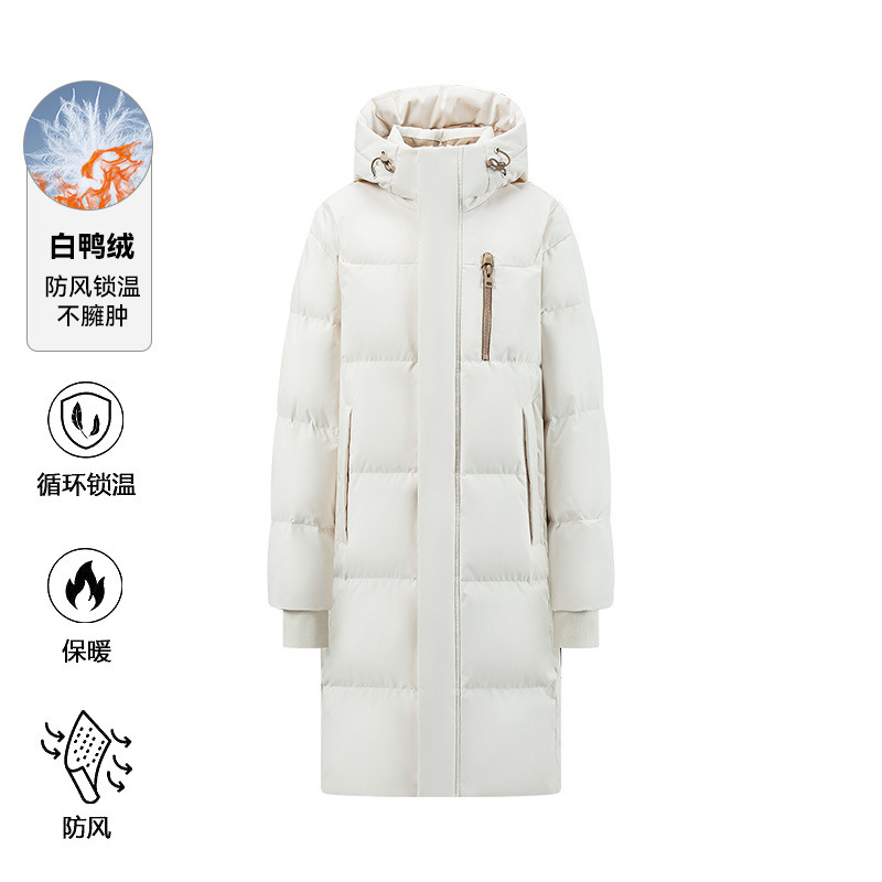 High-Quality Long 90 White Duck down Thickeneded Warm Couple down Jacket for Men and Women Mid-Length Elastic Super Thick Jacket
