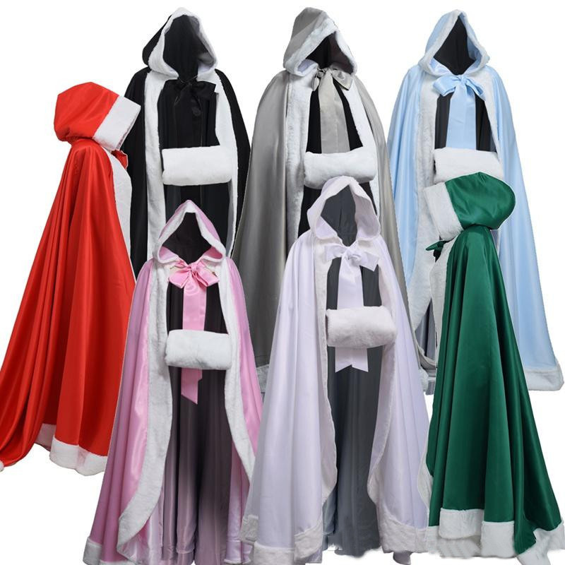 European and American Christmas Cloak Gold Velvet fleece-lined Edge Cloak Hooded Warm Coat Cold-proof Coat