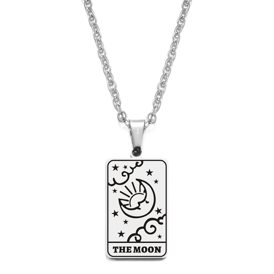 Suministro transfronterizo de acero inoxidable joyería nicho diseño sentido tarot colgante collar de acero de titanio suéter cadena fábrica al por mayor