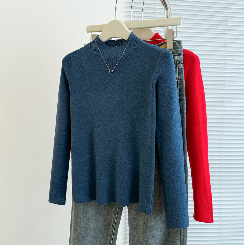 商品详情图_实拍原版半高领打底衫秋冬新款羊毛针织衫女百搭洋气