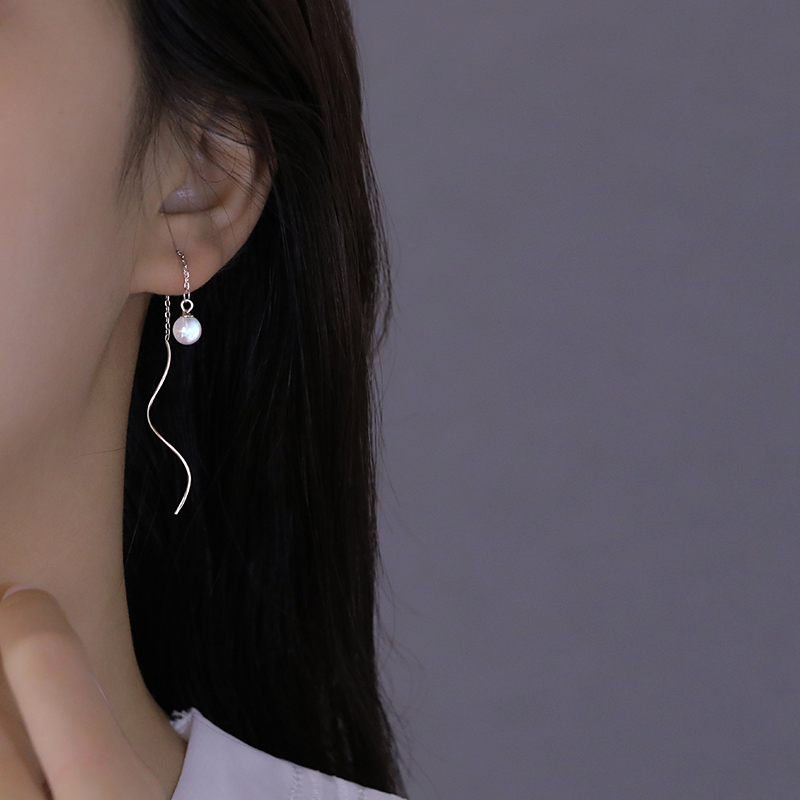 Pearl ear wire—white gold