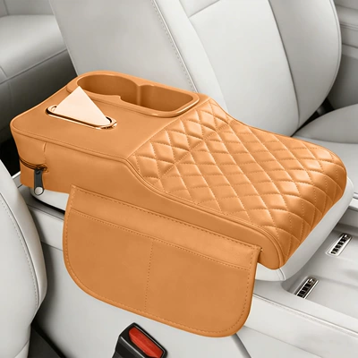 Heightening Pad, Car Armrest Box — Armrest box pad - colorful-cup-diamond-style-cayenne-yellow