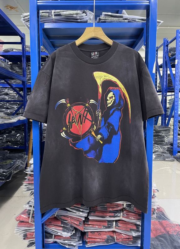高品質 SAINT MICHAEL ICON ウォッシュ加工 オールド半袖 アメカジ レトロ プリント カップル Tシャツ 男女兼用|undefined