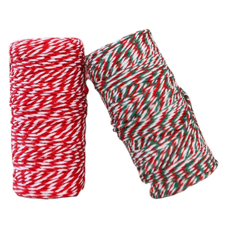 2mm de dos colores de algodón cuerda tejida a mano DIY de doble hilo de color rojo etiqueta delgada cuerda de algodón cinta de cuerda de cáñamo de color