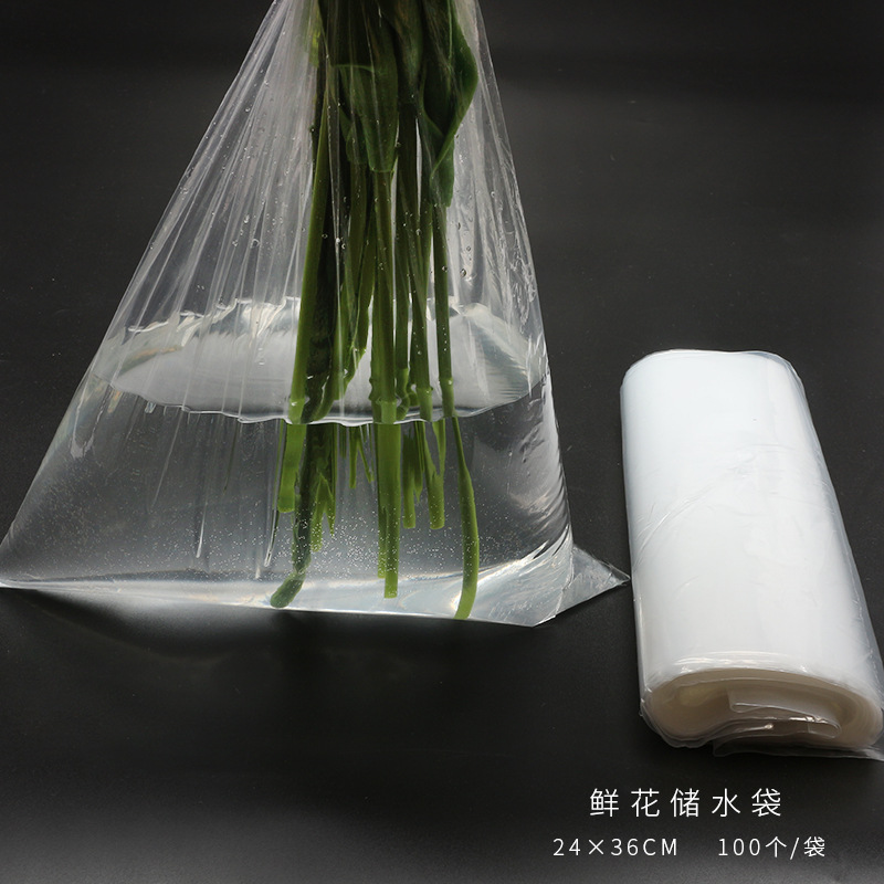 Bolsa de almacenamiento de agua de flores bolsa de agua floral material de fábrica al por mayor transparente PE bolsa de agua de raíz de ramo sellado