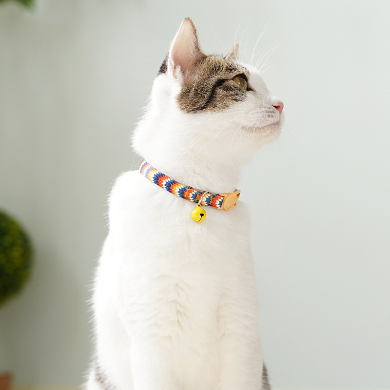 Collar de gato, collar de cuello, collar de perro, campana de gato, collar tejido, etiqueta de gato, decoración de joyería, mascota de perro pequeño