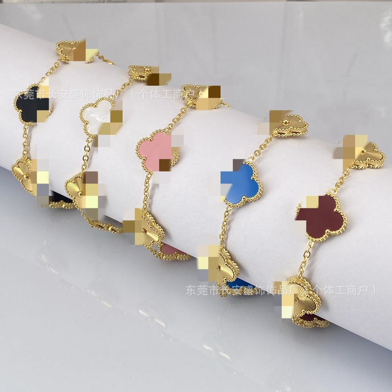 Titanium Steel Popular 15mm Laser Four-Leaf Clover Bracelet Accessible Luxury Elegant Ins Style Popular High Version Jewelry Female Gift