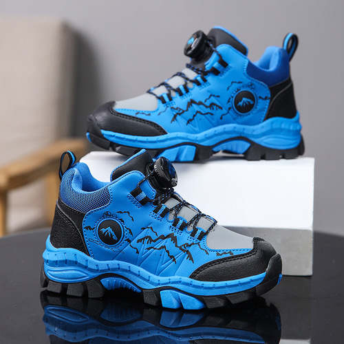 Children's Hiking Shoes Spring Autumn Outdoor Slip-Resistant Large Kids Breathable Hiking Shoes for Boys Sports Shoes One Size Replaceable Durable
