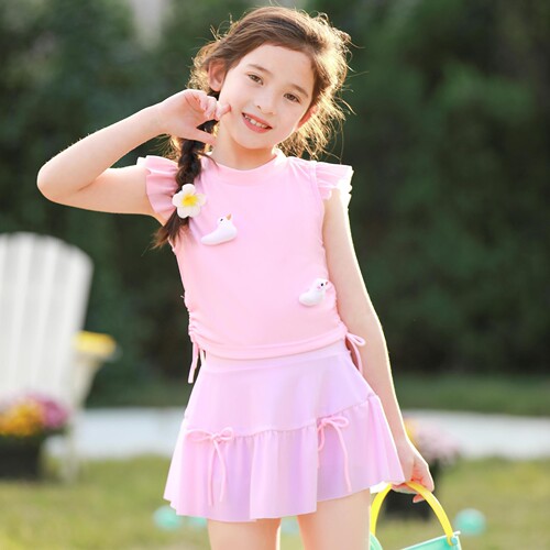 Children's Swimwear 2024 Summer New Medium and Small Kids Casual Cartoon Swimming Vacation Hot Spring One-piece Swimsuit