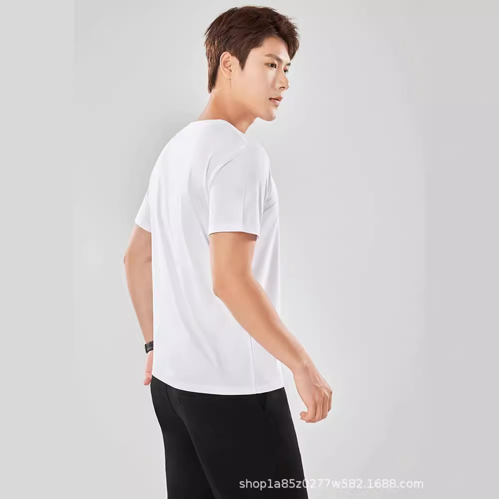 Nueva camiseta con sensación de hielo para hombre de manga corta Solona, camisa cultural, camisa publicitaria de letras, ropa de trabajo suelta de cuello redondo, impresión de letras