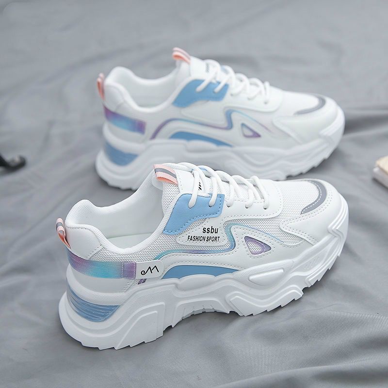 Zapatos de mujer Primavera y otoño Nuevas zapatillas de deporte versátiles de alto aspecto de suela gruesa malla transpirable zapatillas clunky deportes casuales zapatos de mujer
