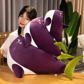 抖音同款大鲨紫鲨鱼抱枕毛绒玩具鲨bee创意公仔睡觉学生抱枕代发