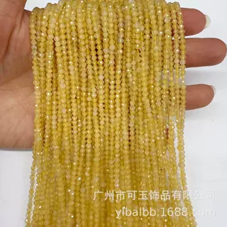 厂家批发天然石黄玉圆珠方糖 切角刻面串珠饰品DIY配件半成品手链