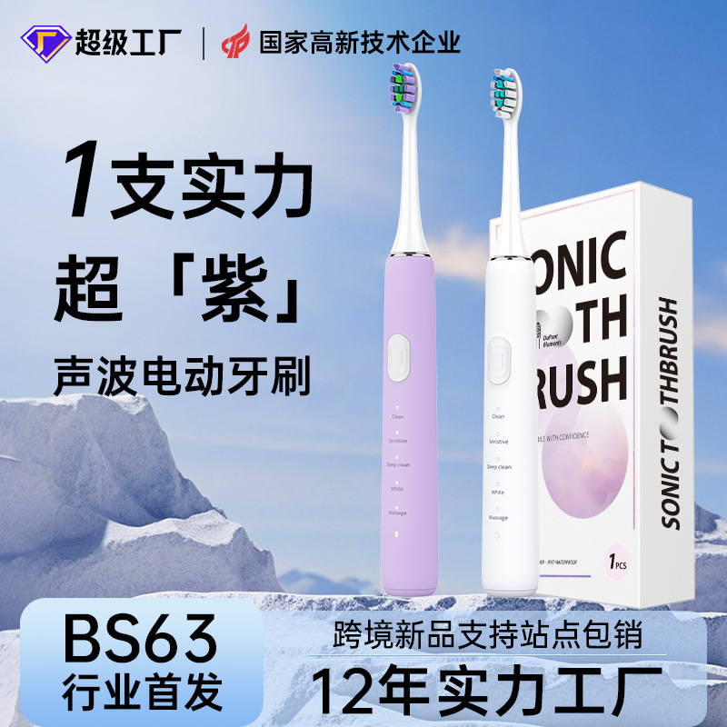 Amazon Cross-Border Wholesale Typec Direct Charging Sonic Electric Toothbrush Couple Adult Five-Mode Tooth Cleaning Brush