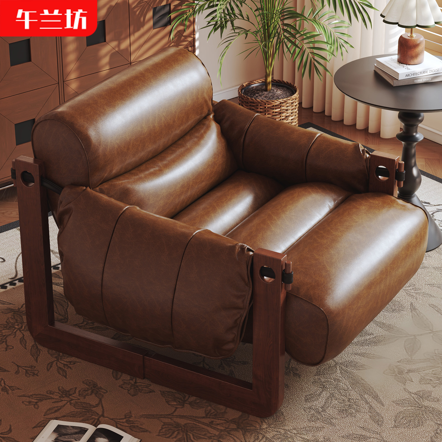 Jersey Chair Single Leisure Lazy Sofa Chair Living Room Balcony Second-Hand Oil Wax Leather Home Reclining Sofa Chair