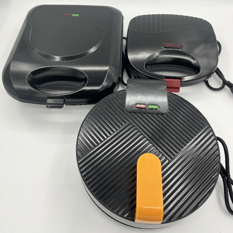 Cross Border European Style Household Mini Steak Maker Hamburger Machine Pani Portable Trimple Maker Bread Breakfast Waffle Maker