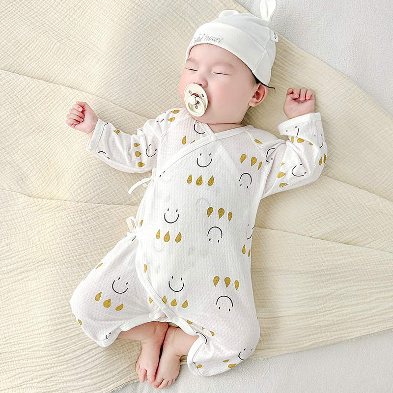 Ropa de bebé recién nacido de verano algodón recién nacido 0 estilo delgado de marzo vestido de verano de monje de manga larga vestido de mariposa de bebé de una pieza image 7