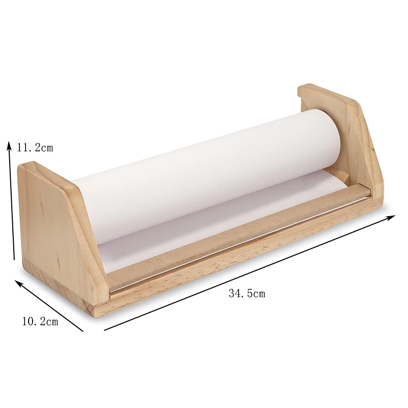 Rollo de papel de madera caballete papel de dibujo de escritorio para niños marco de madera graffiti rollo en blanco soporte de papel caligrafía y estante de almacenamiento de caligrafía