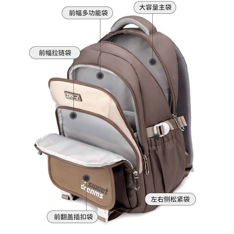 Mochila de pescado natural para mujeres universitarias de gran capacidad encantadora escuela secundaria secundaria mochila simple color caramelo mochila resistente a la suciedad