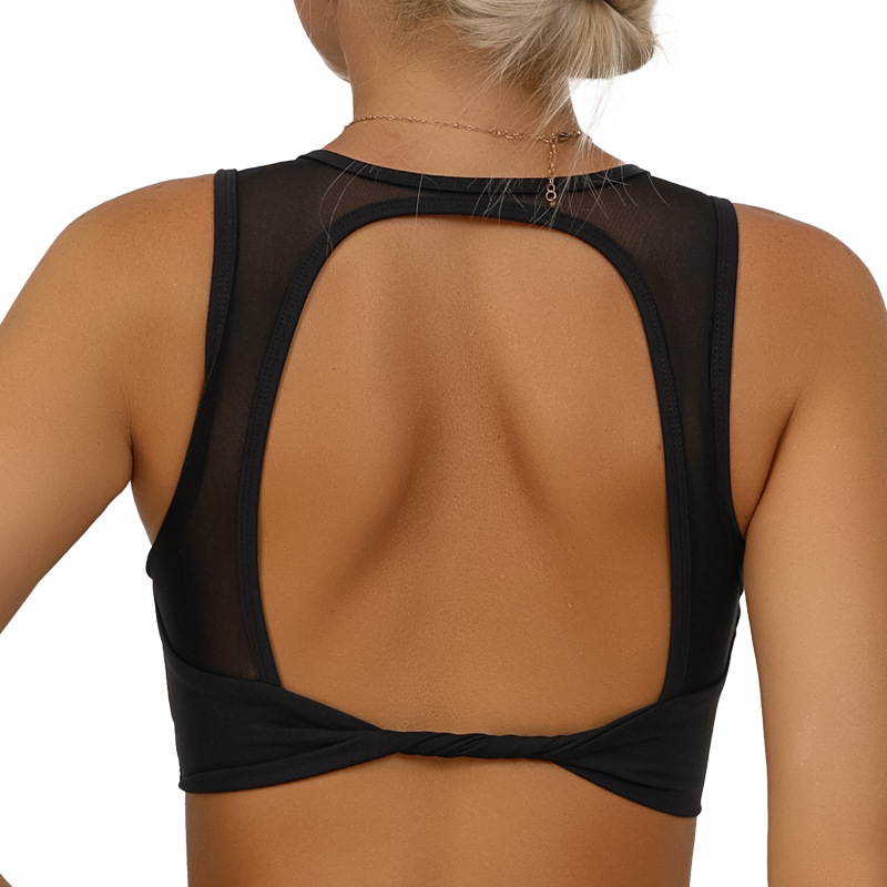 Deportes de acondicionamiento chaleco de mujer con cojín de pecho elástico transpirable red de acondicionamiento chaleco de acondicionamiento transfronterizo blusa de secado rápido bra