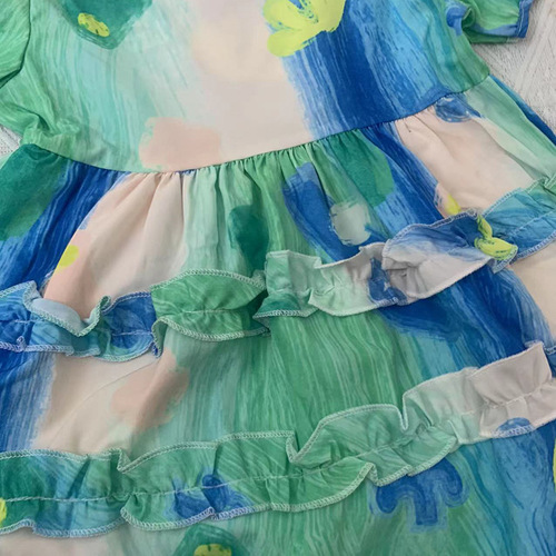 Girls oil painting style dress children's sweet princess dress children's dress 3-8 years old children's clothing dropshipping