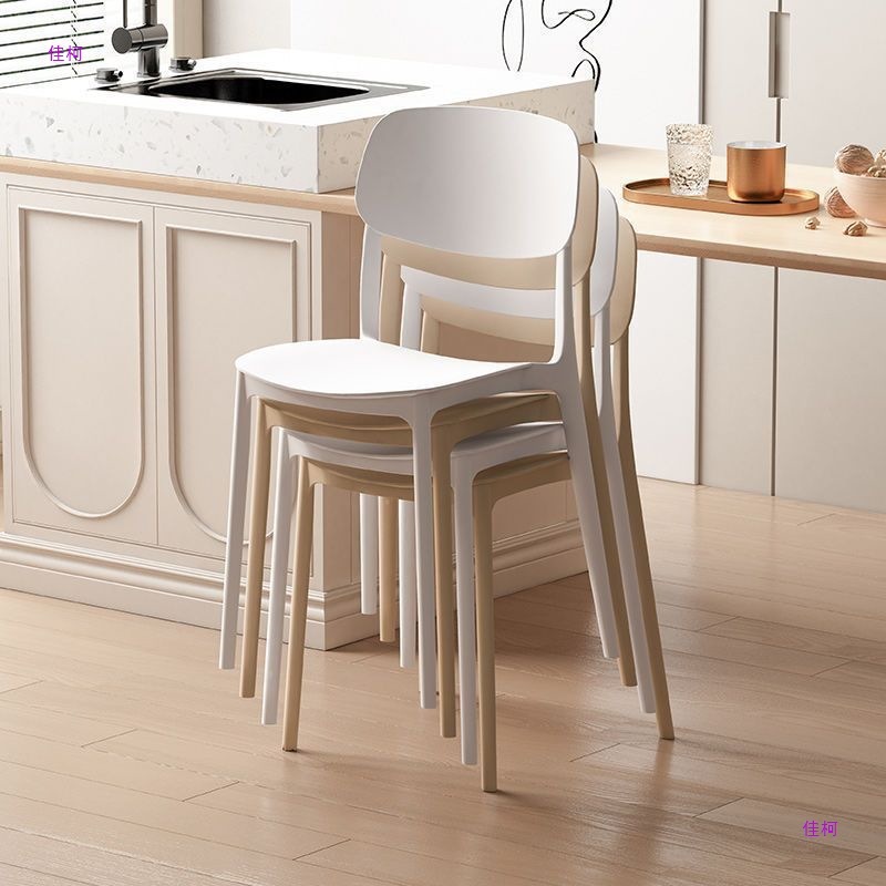 Sillas de plástico para el hogar, sillas de respaldo para restaurantes nórdicos, mesas de comedor, sillas de comedor comerciales, taburetes modernos y simples, sin adultos.
