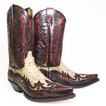 eBay2020年外貿款男式綉花鞋專供發蛇紋西部牛仔男靴 boots