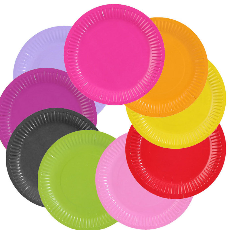 Color DIY Paper Plate Round Disposable Solid Color Party Party Children's Kindergarten Handmade Paper Plate Creative Wholesale