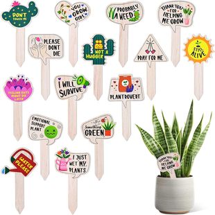 15Pcs Garden Markers Wooden Plant Labels Funny Dwarf Design for Flower and Vegetable Marking