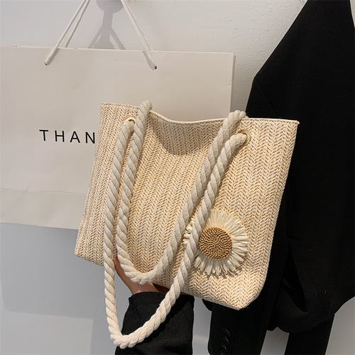 Large-capacity woven bag women's autumn  new trendy fashion single shoulder underarm bag casual western style large handbag
