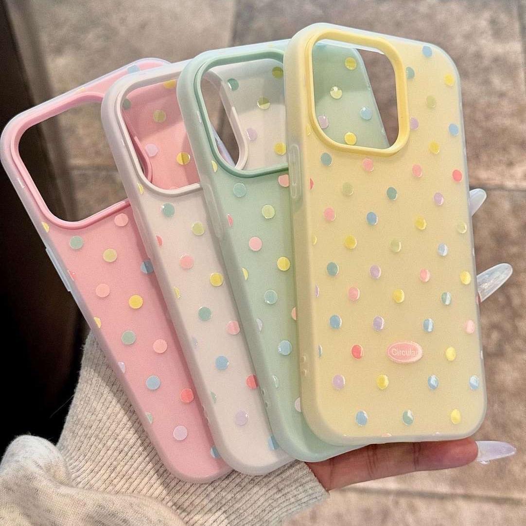 春夏多巴胺满屏波点适用苹果17Promax手机壳IP16大孔二合一果冻壳