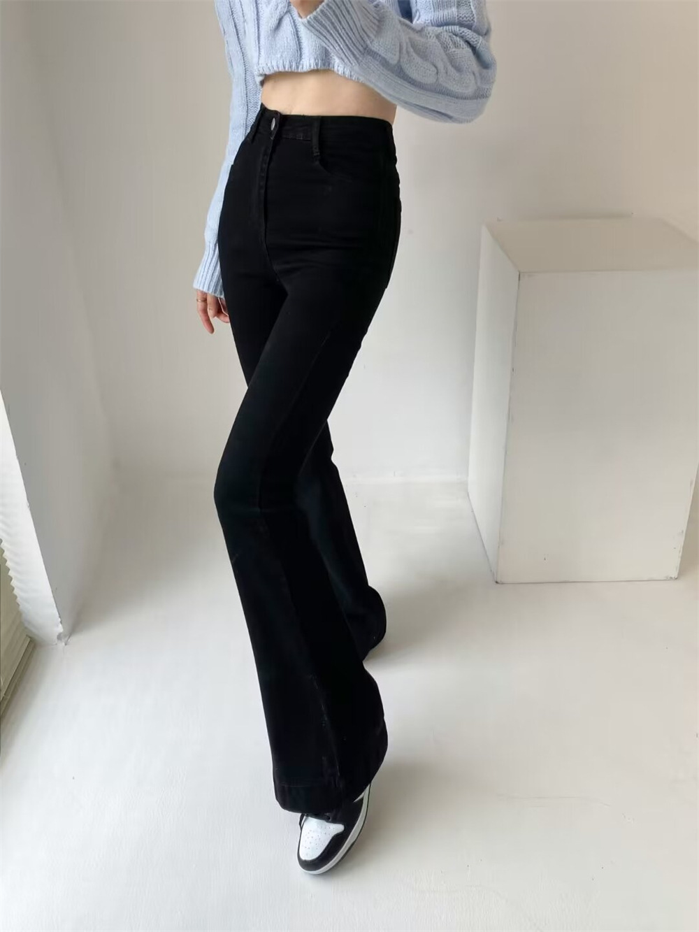 YPFF Trendy Women's Autumn New European And American Style Fashion Washed High-Waisted Slim-Fit Butt-Lifting Slight_ecoleips.com