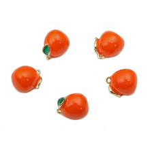 铜镀18K金迷你水果吊坠橙色珐琅单孔DIY耳饰项链饰品吊坠-RGP5322