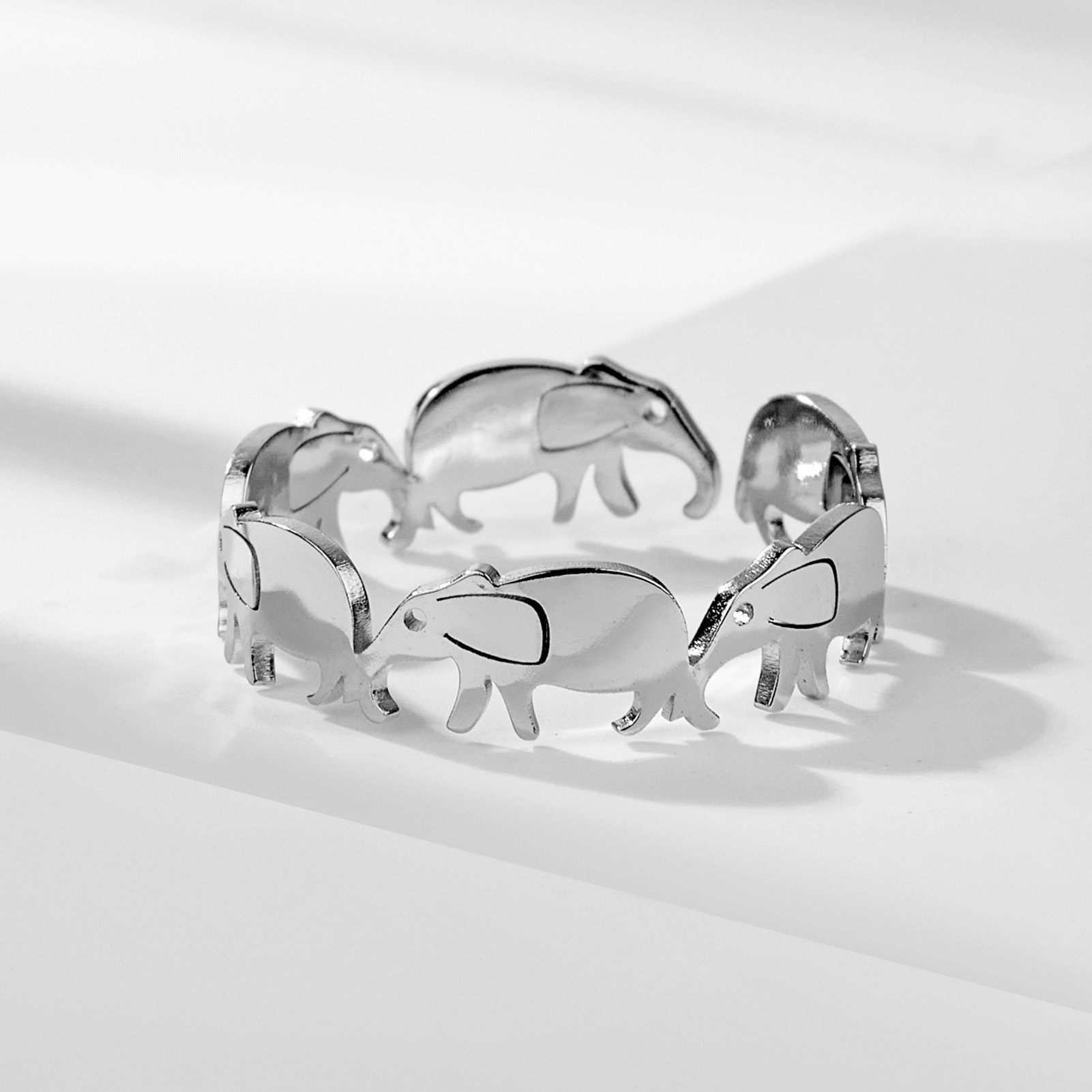 Estilo Ig Lindo Elefante Acero Inoxidable Anillo Abierto Al Por Mayor display picture 2