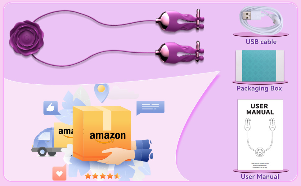 Massaggiatore per capezzoli in silicone a forma di rosa donna_voghion.com